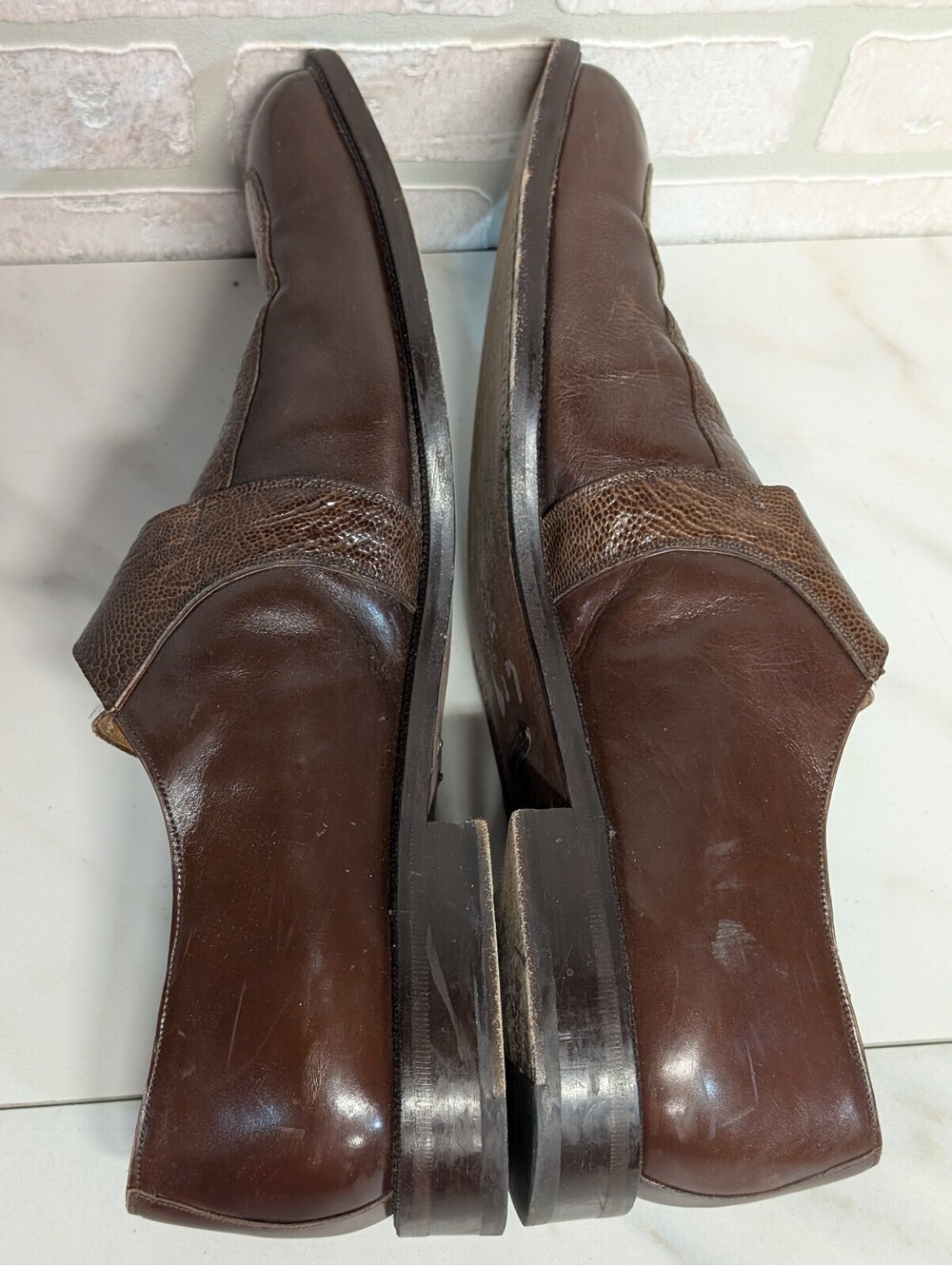 Mezlan Men's Brown Ostrich Leather Monk Strap Dress Shoes Size 16M - Picture 5 of 7
